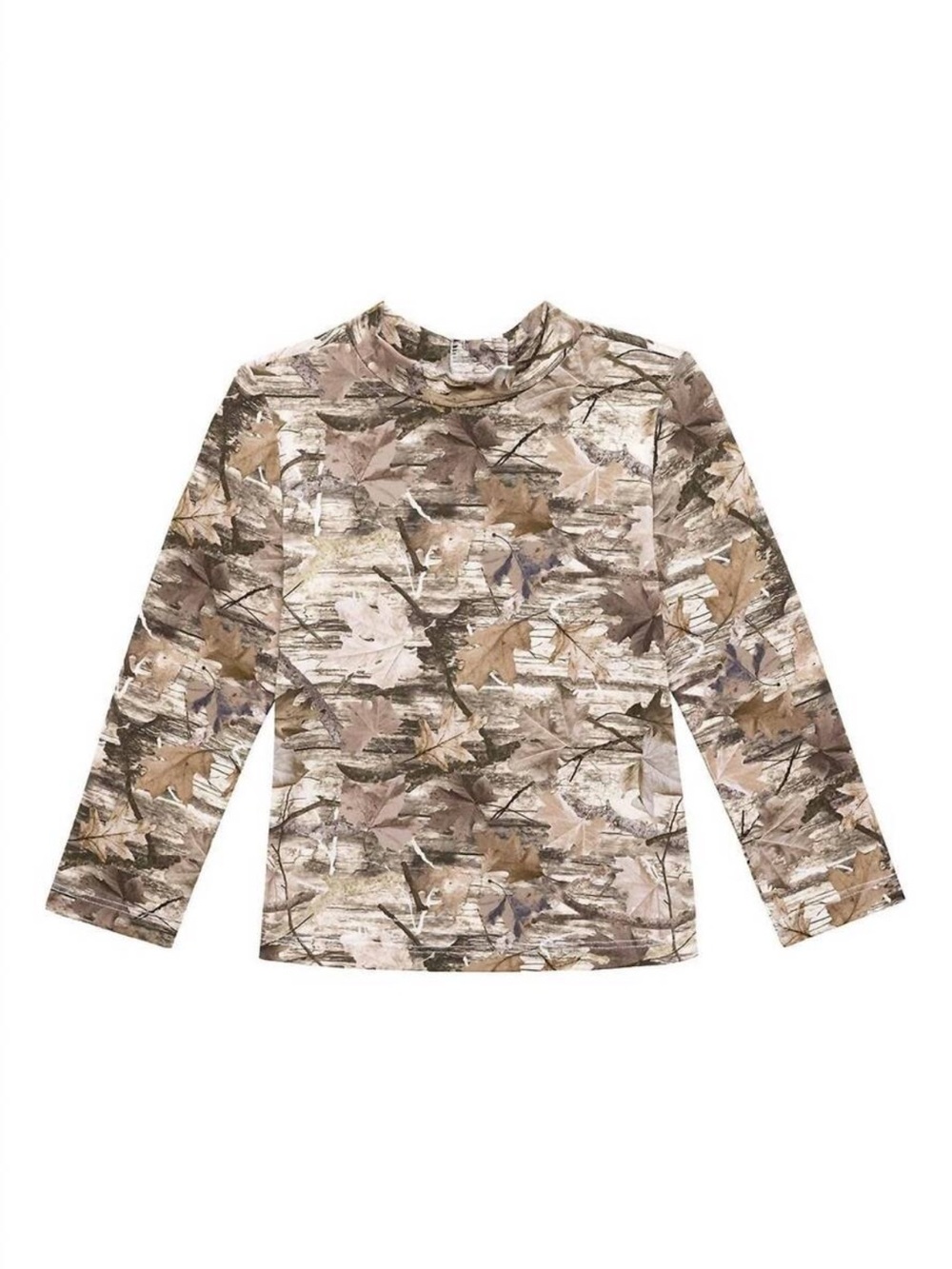 Montce Kids Long-Sleeve Leaf Camo Mini Rashguard Top - Brown & Tan